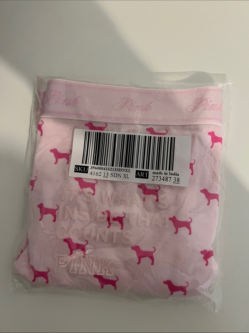 PINK Victoria's Secret Light Pink Panties with Hot Pink Dog Print